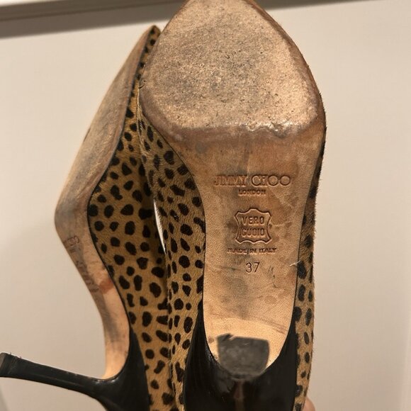 Jimmy Choo Pre-owned Pony Skin Leopard Print Pointy Pumps - Picture 4 of 7